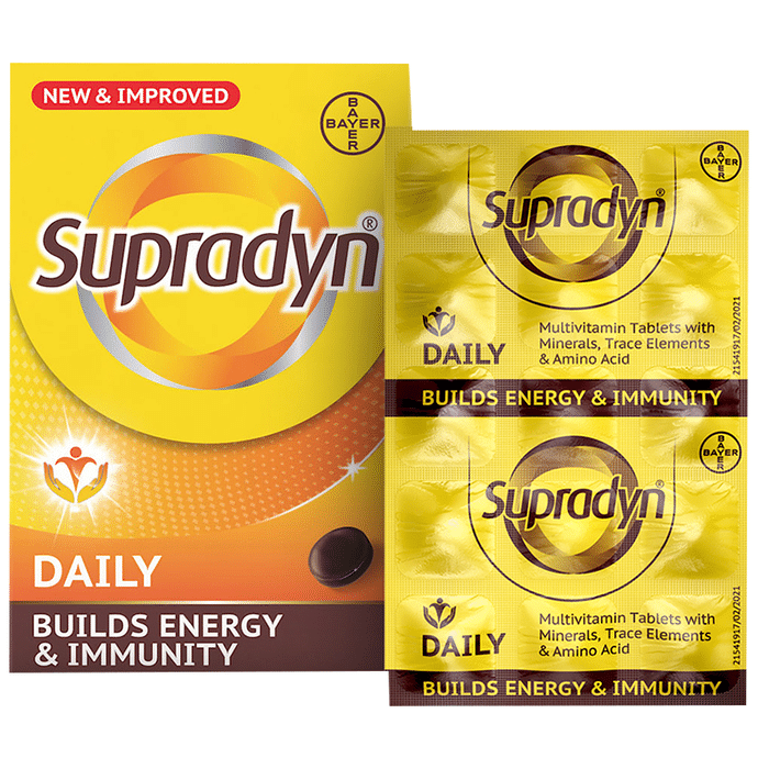 Supradyn Daily Multivitamin Tablet with Essential Zinc, 12 Vitamins, 5 Trace Elements for Daily Immunity & Energy