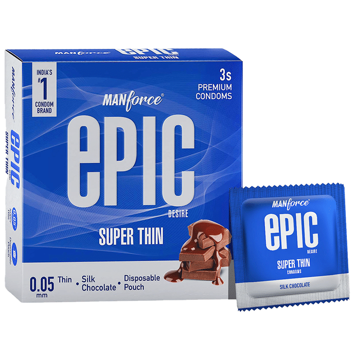 Manforce Epic Desire Super Thin Premium Condom with Disposable Pouch Silk Chocolate
