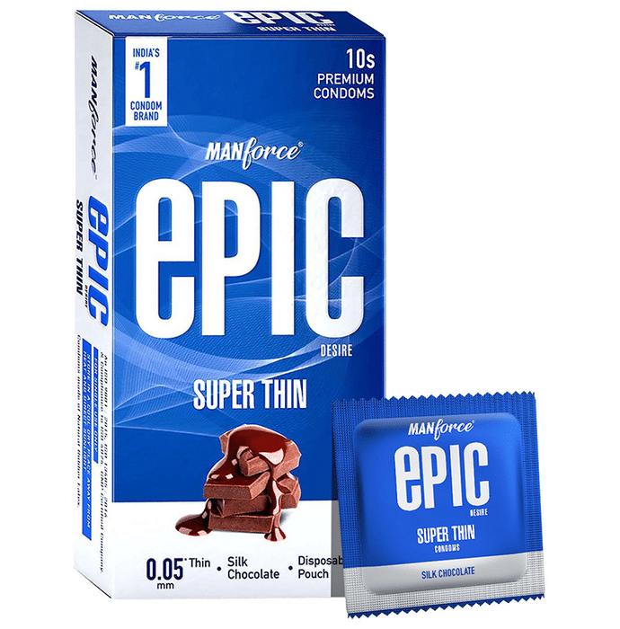Manforce Epic Desire Super Thin Premium Condom with Disposable Pouch Silk Chocolate