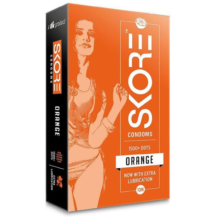 Skore Flavored Dotted & Coloured Condoms Orange by TTK Healthcare Ltd — photo 1 of 2