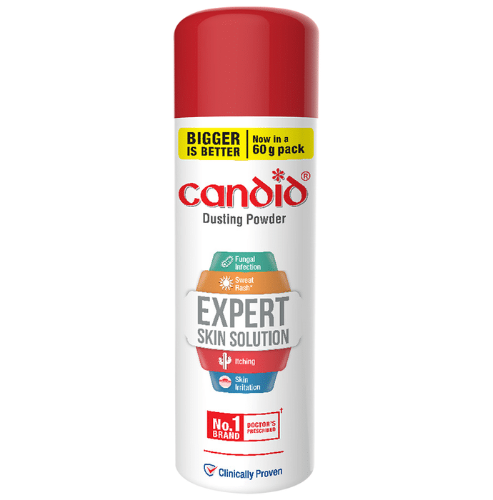 Candid Dusting Powder – Clotrimazole I.P: 1% w/w Talc I.P. bae q.. Key benefit/ue of Candid Duting Powder: Help in the treatment of fungal infection reulting from weat and moiture accumulation Prevent itching in intimate body part Help to treat itching and irritation in the underarm, inner thigh, waitline, and feet Help to relieve prickly heat on back, neck, and houlder Help to treat kin irritation like redne, rahe, and welling Prevent fungal infection by keeping the body dry and clean Improve the ymptom of fungal infection uch a itching and kin irritation Direction for ue: It i advied to dut thi powder over affected part of the body and lightly pat it on the kin. Be careful when uing it for fungal infection of the intimate body part. Do conult your doctor if planning to ue it for your kid. Quick tip for Candid Duting Powder: If your ymptom fail to improve even after uing it for a week or 10 day, then it i wie to conult your doctor to get it treated properly When uing it for kid, then make ure to ue it under adult uperviion a chance of wallowing, licking, and uing it on open wound i high. If you are allergic to any of the ingredient of thi capule, inform your doctor immediately. Enure you dry the kin well after a bath, epecially tricky area like between the toe, armpit, etc before uing the powder for effective reult. If you experience any kin irritation or itching with the ue of thi powder, then talk to your doctor immediately. Side-effect of Candid Duting Powder:&nbp;&nbp; It uually doe not caue any ide effect when ued a recommended by your doctor. However, pleae be careful when uing it. Alo, exercie caution when uing it around kid a there i a high chance that kid might ue it on the face which can affect the eye and noe, or may eat it unknowingly. Storage and afety information: Read the label carefully before ue. Store in a cool dry place away from direct unlight. Keep out of reach of the children. FAQ related to Candid Duting Powder Q. What i candid duting powder ued for? It i an antifungal medicine that i ued to treat variou type of kin infection, uually the fungal type of kin infection. It minimize ymptom of inflammation uch a redne, welling, and itching. It alo act againt the infection-cauing microorganim of the kin. It provide relief in the cae of prickly heat on the back, neck, and houlder. It alo relieve kin irritation caued due to welling, rahe, and redne. Q. I candid powder good for yeat infection? The clotrimazole duting powder i a topical anti-fungal product. It i precribed for the treatment of variou fungal infection like ringworm and yeat infection that affect the kin. It i alo known to improve ymptom of prickly heat on the back, neck, and houlder. In addition to thi, it prevent itching in intimate body part, underarm, inner thigh, waitline, and feet.&nbp; Q. I duting powder afe? It uually doe not caue any ide effect when taken a recommended by your doctor. The afety of duting powder and body powder i etablihed by the election of ingredient that are afe and uitable for thi purpoe. They are aeed for their potential to caue kin or eye irritation or caue allergic reaction. In cae of any doubt, it i bet to conult your doctor. Q. I candid duting powder good for ringworm? Candid 1% Duting Powder i a broad-pectrum antifungal medicine ued to treat kin infection uch a athlete' foot, jock itch, and ringworm. It alo relieve ymptom uch a burning, itching, cracking of the kin, and dicomfort caued by thee infection.&nbp; Q. Can I ue candid duting powder for the baby? Mot people do ue thi duting powder for babie and kid. However, it i wie to conult your pediatrician before uing it for kid. Alo, it i important to know if your kid i allergic to any of it component before ue.&nbp;&nbp; Q. I Clotrimazole available over the counter? Ye, Clotrimazole powder and cream are available over the counter. But, if thi i the firt time you have had vaginal itching and dicomfort, talk with a phyician before uing Clotrimazole. Q. I candida infection dangerou? Candida i a yeat which i a form of fungu. It caue infection uch a candidiai or thruh in human and other animal. Candida infection are not uually contagiou, though in ome cae people with weak immune ytem can catch the infection. The infection doe not uually pread by exual contact. Candida infection can be cured with early diagnoi and treatment. However, if left untreated then it can reult in a eriou infection. Q. I Clotrimazole ued for thruh? Clotrimazole contain an antifungal medicine that i ued to treat infection with fungi and yeat. It provide relief from the ymptom of thruh by detroying the cell membrane of the fungu.  by Glenmark Pharmaceuticals Ltd — photo 1 of 3