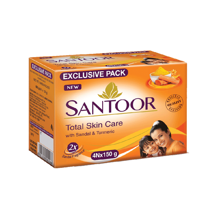 Santoor Total Skin Care with Sandal & Turmeric Soap (150gm Each)