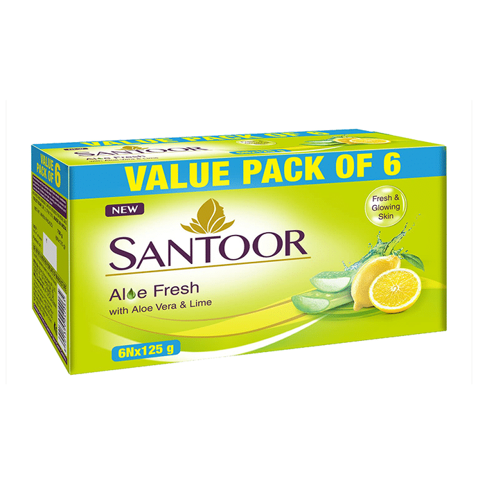 Santoor Aloe Fresh Soap (125gm Each) by Wipro Enterprises Pvt. Ltd. — photo 1 of 2