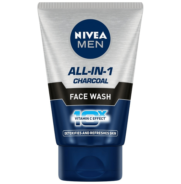 Nivea Men Face Wash-All in 1 Charcoal to Detoxify & Refresh Skin with 10x Vitamin C Effect