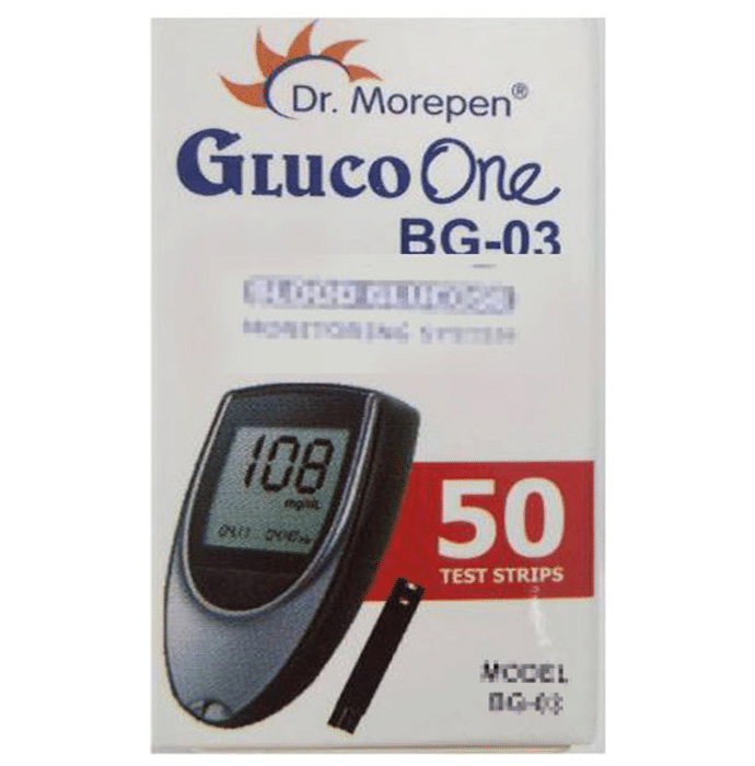 Dr Morepen BG 03 Gluco One 50 Blood Glucose Test Strips with 100 Lancets 100 mg by Morepen Laboratories Ltd — photo 1 of 5