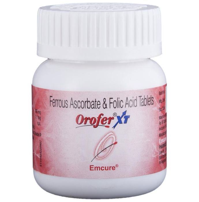 Orofer XT Tablet – Ferrou acorbate (iron): 100 mg  by Emcure Pharmaceuticals Ltd — photo 1 of 2