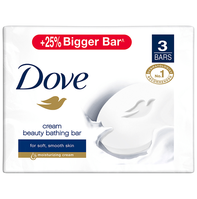 Dove Cream Beauty Bathing Bar for Soft, Smooth, Moisturised Skin (125gm Each)