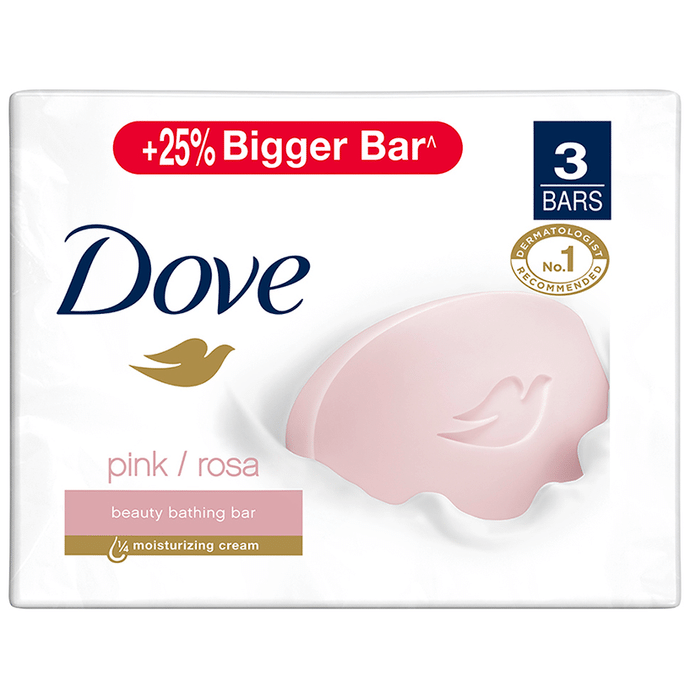 Dove Pink Beauty Bathing Bar for Soft, Smooth, Glowing Skin (125gm Each)