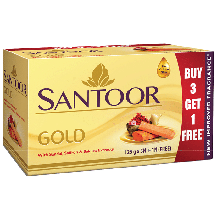 Santoor Gold Soap 125gm (Buy 3 Get 1 Free) – Sandal 1 mg by Wipro Enterprises Pvt. Ltd. — photo 1 of 2