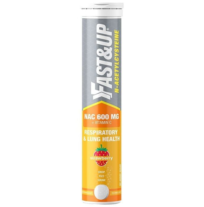 Fast&Up N-Acetylcysteine NAC 600mg+Vitamin C Effervescent Tablet Strawberry