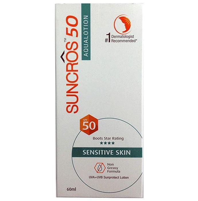 Suncros 50 Aqua Lotion – Octinoxate Avobenzone Oxybenzone Octocrylene Zinc oxide 50 mg by Sun Pharmaceutical Industries Ltd — photo 1 of 4