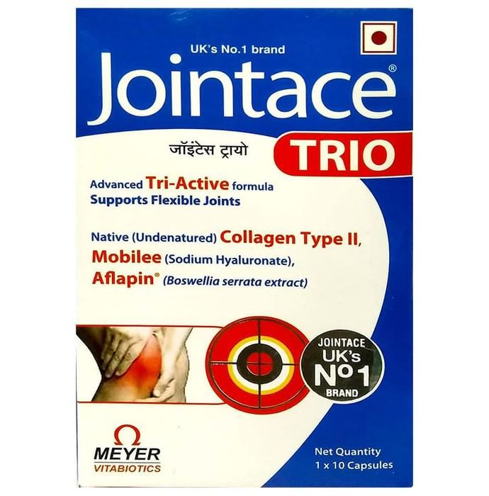 Jointace Trio Capsule – Aflapin, Native collagen type II, Sodium Hyaluronate, Polyaccharide, Collagen by Meyer Organics Pvt Ltd — photo 1 of 5