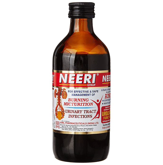 Neeri Syrup – Daruharidra (Berberi Aritata Dc.), Pahanbhed (Bergenia Ligulata), Punernava (Boerhavia Diffua L.), Palah (Buteamonoperma), Varun (Crataeva Nurvala), Sahdevi (Vernonia Cinerea), Apamarga (Achyranthe Apera L), Gokhru (Tribulu Terreti L) by Aimil Pharmaceuticals India Ltd — photo 1 of 3