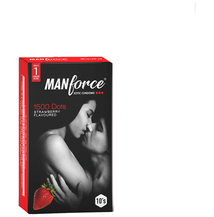 Manforce 1500 Dots Xotic Condom Strawberry