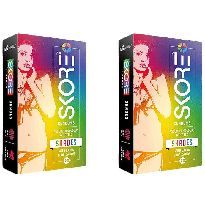 Skore Assorted Colour & Dotted Shades Condom (3 Each) 3 mg by TTK Healthcare Ltd — photo 1 of 2