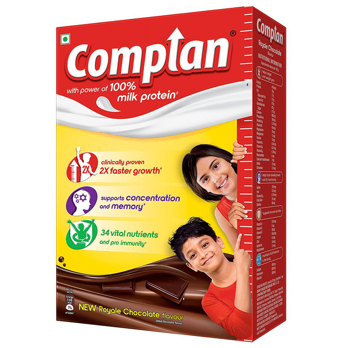 Complan Nutrition and Health Drink Royale Chocolate Refill – Milk Solid (54.7%) Sugar Peanut Oil Maltodextrin Mineral Vitamin Inoitol Taurine L-Carnitine Caramel (INS150c) Beet Red (INS162) by Zydus Wellness Product Ltd — photo 1 of 7