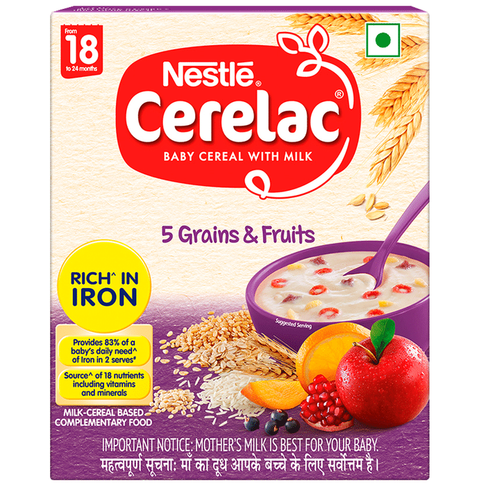 Nestle Cerelac Baby Cereal with Milk from 18 to 24 Months 5 Grains & Fruits
