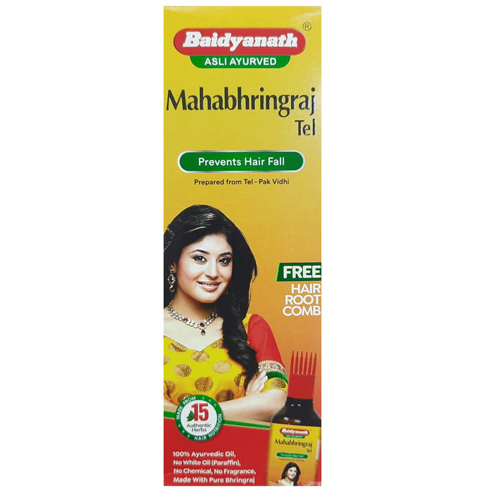 Baidyanath (Nagpur) Mahabhringraj Tel – Extract from Bhringraj Swar or Kwath (Eclipta alba) by Shree Baidyanath Ayurved Bhawan (P)Limited (Nagpur) — photo 1 of 5