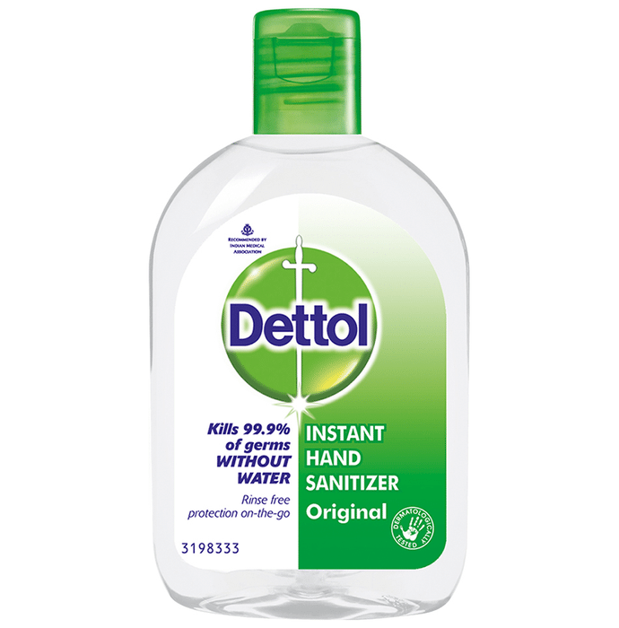 Dettol Original Instant Hand Sanitizer – Alcohol Denat. Water Propylene Glycol Tetrahydroxypropyl Ethylenediamine Fragrance Limonene Key benefit/ue of Dettol Intant hand anitizer: An alcohol-baed hand anitizer that remove germ from your hand Ha antibacterial and antioxidant propertie Helpful in eliminating 99.9% of germ&nbp; Offer protection againt a wide range of bacteria and microbe Help maintain hygiene in public area where frequent hand wahing may be hard like gym, mall, and food joint Inhibit the tranmiion of germ from one peron to another through a handhake Can be ued anywhere and at anytime Enriched with moiturizer that don't let the hand dry up and leave them 99.9 percent germ-free Rine free and non-ticky and enhance the fragrance with better coverage Thee anitizer bottle are convenient to carry and can be placed anywhere from the pocket, pure or bag for on-the-go convenience Direction for ue: Pour 5 - 10 ml or coin-ized amount of hand anitizer over your dry hand, nail, and groove up to the elbow. Rub vigorouly for 2 minute. Quick tip for Dettol Intant hand anitizer: A the anitizer contain alcohol, it i flammable in nature. Hence, it i advied to keep it away from fire and not tore it in area uch a the kitchen. Do not ue it on enitive area of the kin or open wound and cut a it might caue irritation. If you experience kin irritation pot the ue of the anitizer or if you accidentally wallow the anitizer, conult your doctor immediately. Avoid contact with the eye. If by mitake, the anitizer get into your eye, then wah them with cold water. Do not ue oap and water. In cae you&rquo;re uing it for children, make ure to ue it under adult uperviion a chance of wallowing, licking, and uing it on open wound i high. Do not apply or ue it on your face or intimate area. Rub it at leat for 20 econd until it i dry. Remember, quirting a few drop into your palm and then wiping your hand in&rquo;t going to help. Side effect of Dettol Intant hand anitizer: When ued a a hand anitizer, it doe not caue any ide effect. Uing it on cut and wound may caue mild irritation and ting on the kin but no major ide effect. However, if ingeted, it can affect your throat. So, pleae be careful when uing it. Alo, exercie caution when uing it around kid a there i a high chance that kid might drink thi liquid unknowingly. Storage and afety information: Read the label carefully before ue. Keep out of the reach of the children. Store in a cool, dry place away from direct unlight. Ue under medical uperviion. For external ue only. FAQ related to Dettol Intant hand anitizer: Q. Doe hand anitizer really kill 99.9% of germ? Mot alcohol-baed hand anitizer are known to kill bacteria and microbe that are reponible for cauing dieae. However, ome germ like noroviru, which are known to caue foodborne illnee are not killed by anitizer. Other than that, mot anitizer do offer protection againt a wide range of microbe. Q. How long doe hand anitizer lat on your hand? Thi may vary from product to product. However, mot hand anitizer are known to be effective from a few minute to hour. So, read the label of your anitizer to know how long it offer protection againt germ. Q. Where do the germ go after uing hand anitizer? A hand anitizer contain alcohol, they are known to kill the bacteria. Alcohol i known to caue rupture of the bacterial membrane, thereby killing the bacteria.&nbp; Q. I it afe to eat with your hand after uing hand anitizer? Mot people ue a hand anitizer to clean their hand before eating food a a anitizer effectively kill the bacteria preent in the hand, thereby lowering the rik of infection. Hence, uing an alcohol-baed hand anitizer before eating with your hand i conidered to be afe. Q. Do you have to wah your hand after uing hand anitizer? The alcohol in hand anitizer work bet when you rub it all over your hand, making ure to get between your finger and on the back of your hand. Do not wipe or rine off the hand anitizer before it i dry. Q. How do you clean your hand with anitizer? Pour 5 - 10 ml of hand anitizer over the dry hand, nail, and groove up to the elbow. Rub vigorouly for 2 minute. Do not wah your hand with oap or under plain tap water after uing a hand anitizer a doing o can lower it effectivene. Q. How to prevent the pread of repiratory infection? Mot of u may not know thi intereting fact that many of the germ that caue repiratory infection can be eaily tranmitted from one peron to another by breathing in repiratory droplet releaed by another peron during coughing or neezing, by touching another object that i expoed to the viru via repiratory droplet or by touching the noe, mouth, or eye after being in contact with omeone who ha a repiratory infection. The bet preventive method to avoid contact with droplet i to wah your hand with oap and water. In ituation where handwahing may not be poible, ue a hand anitizer containing more than 70% alcohol. Reference: Safely Uing Hand Sanitizer. US FDA. Rating & Review 4.5 309 Rating & 106 Review 5 75 % 4 16 % 3 4 % 2 0 % 1 5 % Chandraekhar Kallakuri 5 Verified Buyer 25 July 2021 Variant: Original dettol brnd name HELPFUL REPORT Abhihek Kumar 5 Verified Buyer 10 Augut 2021 Variant: Original Work well comple trut HELPFUL REPORT Bala Rajagopal 5 Verified Buyer 20 November 2021 Variant: Original Refrehing mell Feeling of cleanline when prinkled on hand HELPFUL REPORT Abhijit Saha 4 Verified Buyer 1 March 2022 Variant: Original Quality i good HELPFUL REPORT P K Panda 3 Verified Buyer 8 March 2022 Variant: Original Quality not ame a earlier HELPFUL REPORT Dr Md Izharul Haan 5 Verified Buyer 29 July 2020 Variant: Original Good hand anitizer HELPFUL REPORT Gobinda Chandra Mohapatra 5 Verified Buyer 27 May 2021 Variant: Original Almot all the other tore had thi item out-of-tock. Thank 1mg! HELPFUL REPORT Lopamudra Sahoo 5 Verified Buyer 15 October 2020 Variant: Original The bet hand anitizer HELPFUL REPORT Someh Rai 5 Verified Buyer 20 December 2020 Variant: Original good mell and thickne HELPFUL REPORT P K Agarwal 3 Verified Buyer 22 November 2020 Variant: Original Good quality but cotly HELPFUL REPORT Show More Want to hare the information? Manufacturer/Marketer addre Reckitt Benckier India Pvt. Ltd. DLF Cyber Park, 6th & 7th Floor (Tower C), 405 B, Udyog Vihar Phae 3, Sector 20, Gurugram, India, Pin Code: 122016 Country of origin: India Available variant Thee are the ame product manufactured by the ame brand in different variant Okay, got it! Available variant Dettol Original Intant Hand Sanitizer pump bottle of 200 ml Sanitizer MRP ₹100 10% off ₹90 ADD Streful life? Stay on top of your Health with our Preventive Health Package BOOK A LAB TEST ONLINE CONSULT A DOCTOR ONLINE Authentic Product Great Saving Home Delivery Content Detail Written By Dr. Sakhi Sharma BDS Reviewed By Dr. Ahih Ranjan MD (Pharmacology), MBBS Lat updated 14 Nov 2022 by Reckitt Benckiser — photo 1 of 7