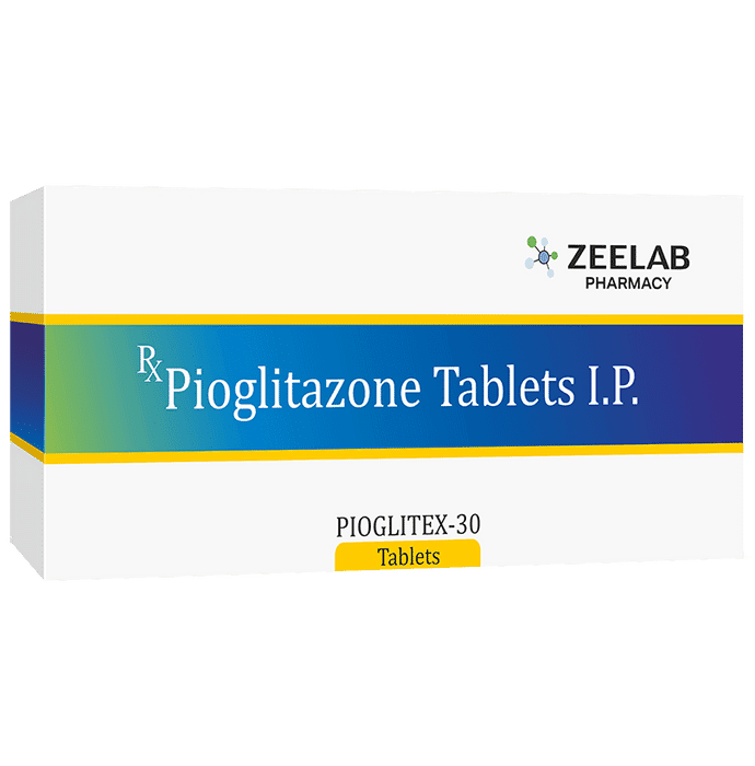 Pioglitex 30 Tablet – Pioglitazone (30mg) 30 mg by Zeelab Pharmacy Pvt Ltd