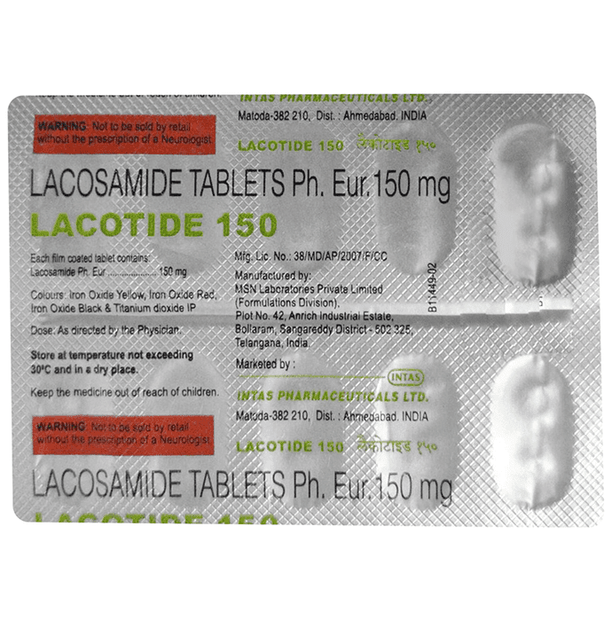 Lacotide 150mg Tablet – Lacosamide (150mg) 150 mg by Intas Pharmaceuticals Ltd