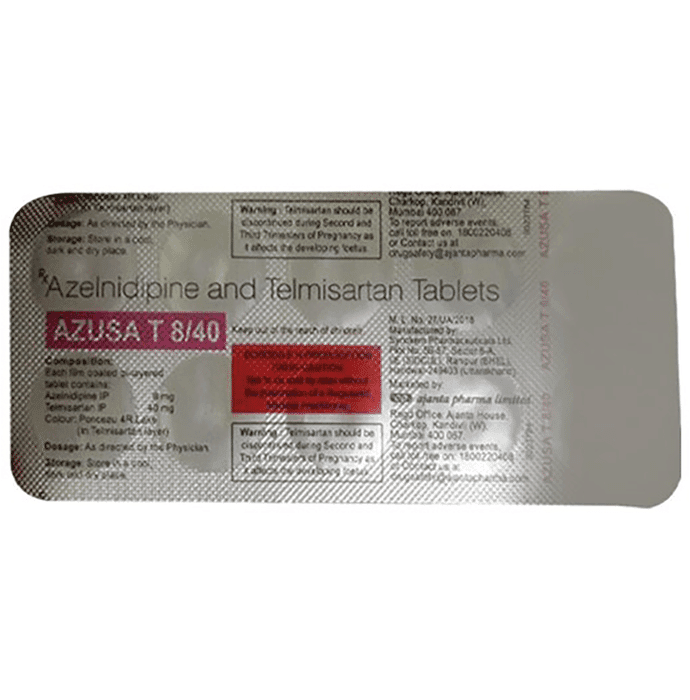 Azusa T 8/40 Tablet – Telmisartan (40mg) 40 mg by Ajanta Pharma Ltd