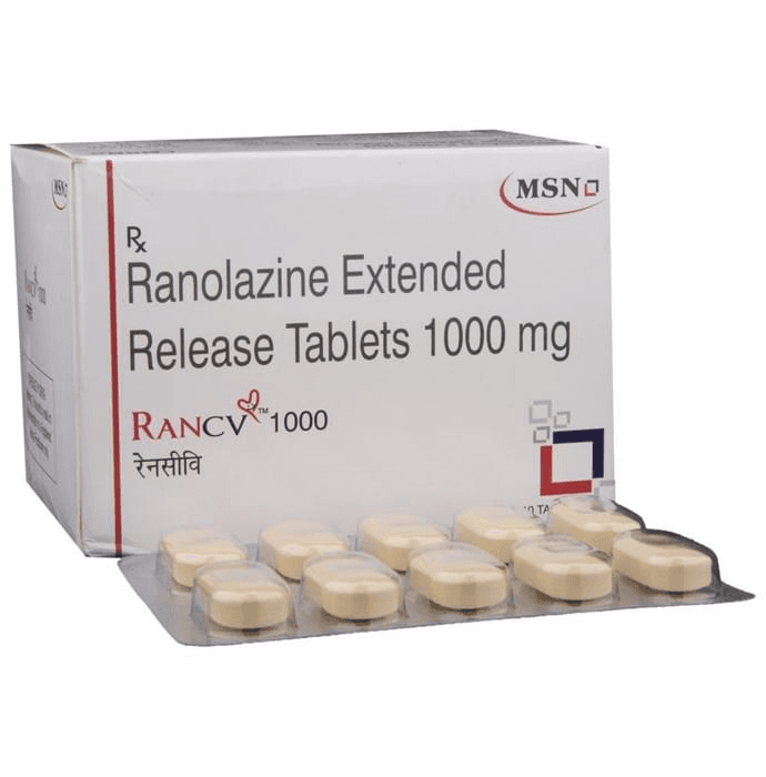 Rancv 1000 Tablet ER – Ranolazine (1000mg) 1000 mg by MSN Laboratories — photo 1 of 6