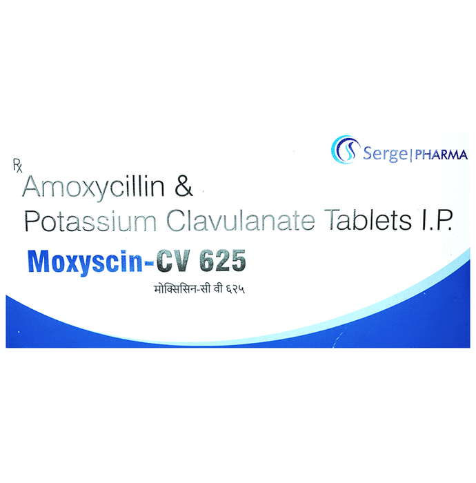 Moxyscin-CV 625 Tablet – Amoxycillin (500mg) 625 mg by Scinticaa Pharma — photo 1 of 3