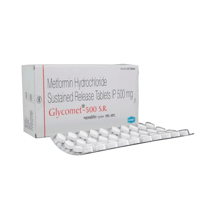 Glycomet 500 SR Tablet – Metformin (500mg) 500 mg by USV Ltd — photo 1 of 5