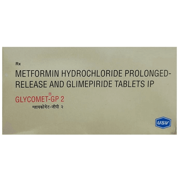 Glycomet-GP 2 Tablet PR – Glimepiride (2mg) 2 mg by USV Ltd — photo 1 of 3