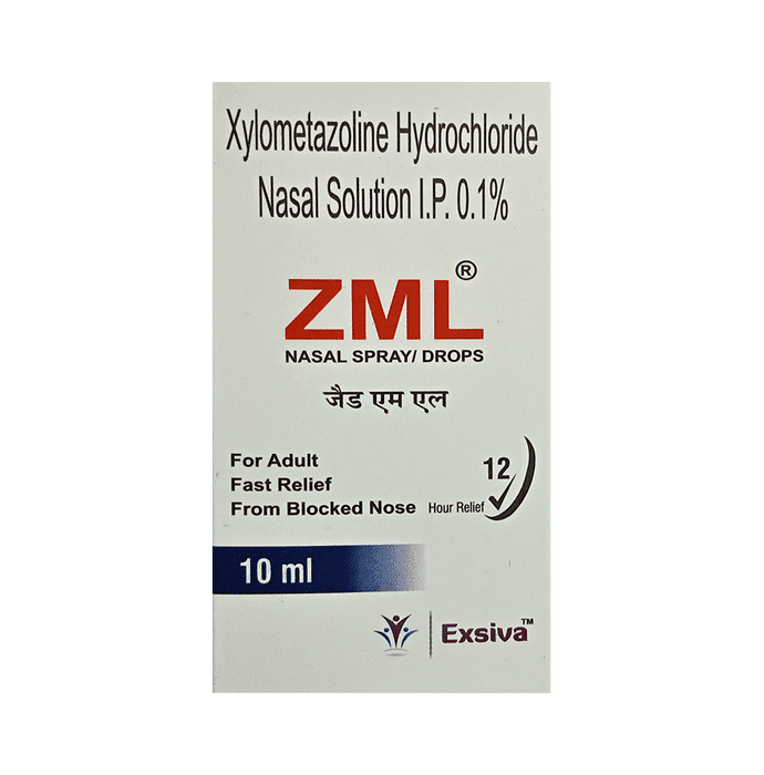 Zml Nasal Spray/Drop – Xylometazoline (0.1% w/v) by Exsiva Pharma Pvt Ltd