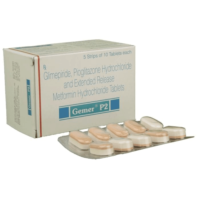Gemer P 2 Tablet ER – Glimepiride (2mg) 2 mg by Sun Pharmaceutical Industries Ltd — photo 1 of 4
