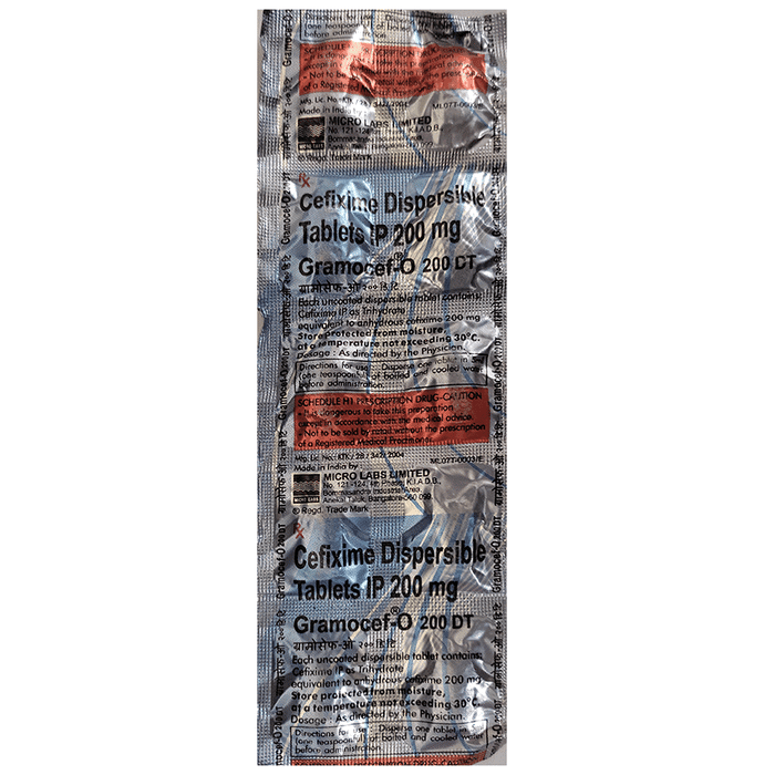 Gramocef-O 200mg Tablet DT – Cefixime (200mg) 200 mg by Micro Labs Ltd — photo 1 of 2