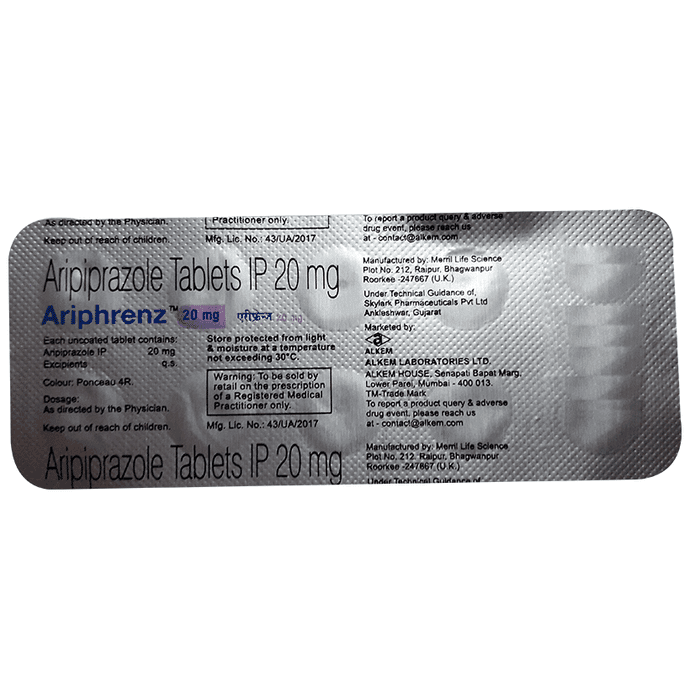 Ariphrenz 20mg Tablet – Aripiprazole (20mg) 20 mg by Alkem Laboratories Ltd