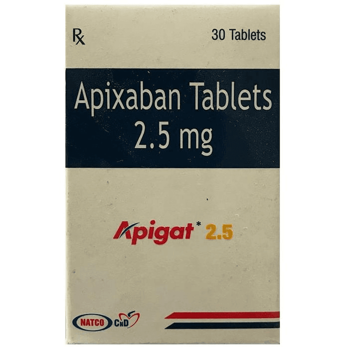 Apigat 2.5 Tablet – Apixaban (2.5mg) 2.5 mg by Natco Pharma Ltd — photo 1 of 4
