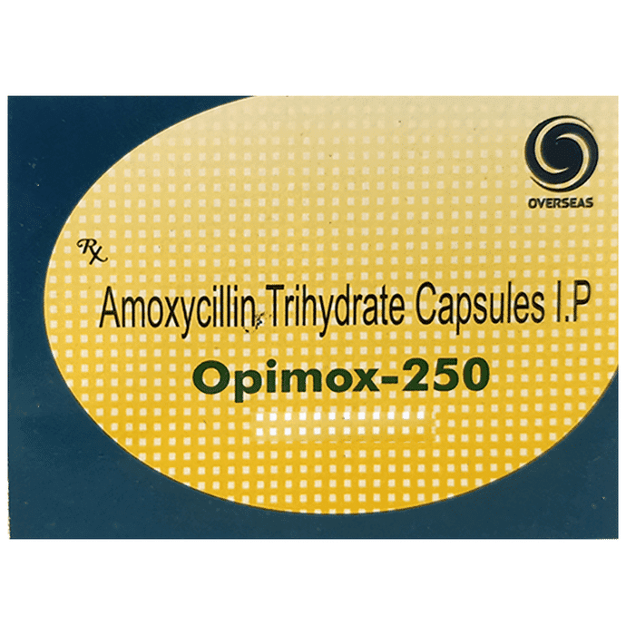 Opimox 250 Capsule – Amoxycillin (250mg) 250 mg by Overseas Pharma Pvt Ltd — photo 1 of 4