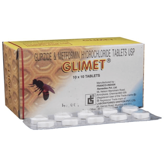 Glimet Tablet – Glipizide (2.5mg) by Franco-Indian Pharmaceuticals Pvt Ltd — photo 1 of 6