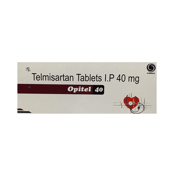 Opitel 40 Tablet – Telmisartan (40mg) 40 mg by Overseas Pharma Pvt Ltd — photo 1 of 3