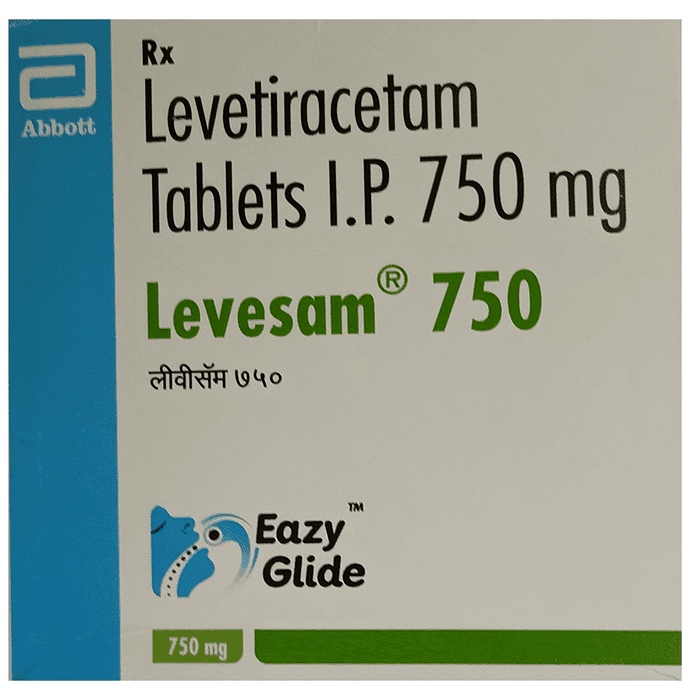 Levesam 750 Eazy Glide Tablet – Levetiracetam (750mg) 750 mg by Abbott — photo 1 of 2