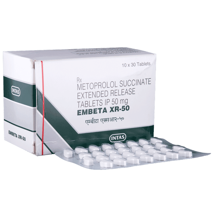 Embeta XR 50 Tablet – Metoprolol Succinate (47.5mg) 50 mg by Intas Pharmaceuticals Ltd — photo 1 of 6