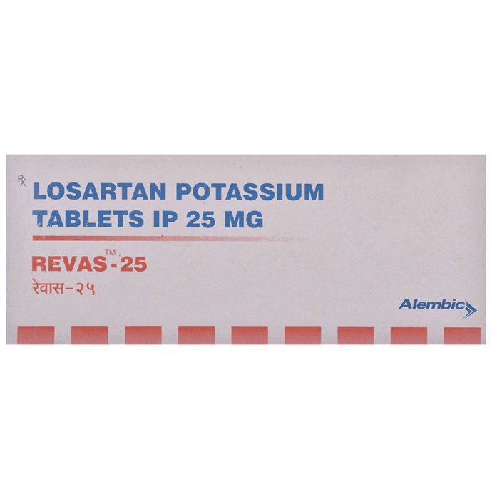 Revas 25 Tablet – Losartan (25mg) 25 mg by Alembic Pharmaceuticals Ltd — photo 1 of 4