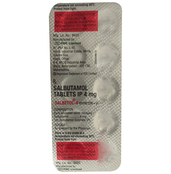 Salbetol 4mg Tablet – f8466c80-10d5-4d14-ba96-d2bf883bb1b1 by FDC Ltd — photo 1 of 2