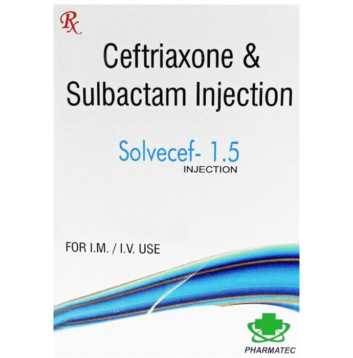 Solvecef 1.5 Injection – Ceftriaxone (1000mg) 1.5 mg by Pharmatec India Pvt Ltd — photo 1 of 2