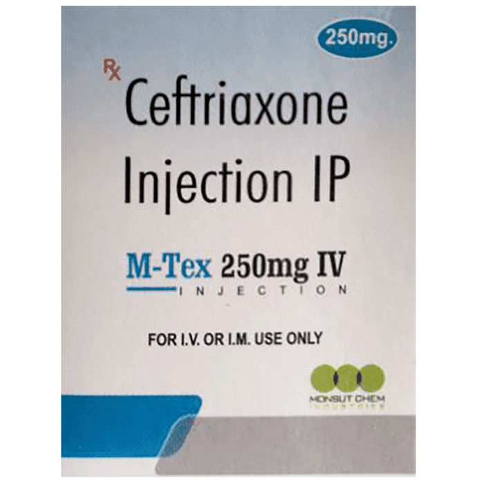 M Tex 250mg Injection – Ceftriaxone (250mg) 250 mg by Monsut Chem Industries — photo 1 of 2