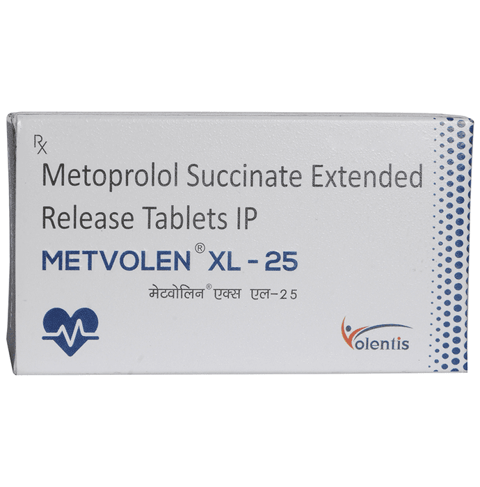 Metvolen XL 25 Tablet – Metoprolol Succinate (23.75mg) 25 mg by Volentis Healthcare Pvt Ltd — photo 1 of 3