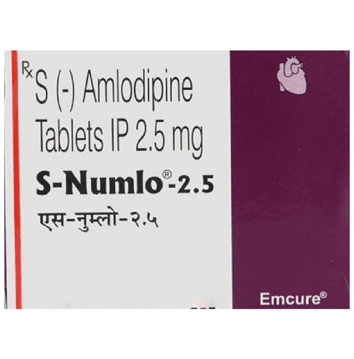 S-Numlo 2.5 Tablet – S-Amlodipine (2.5mg) 2.5 mg by Emcure Pharmaceuticals Ltd — photo 1 of 4