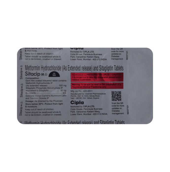 Sitacip M 50mg/500mg Tablet PR – ef1b8a05-8eca-4037-8908-9022999c7f57 by Cipla Ltd — photo 1 of 2