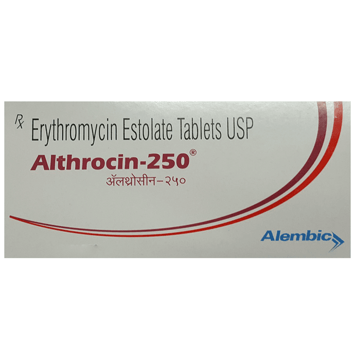 Althrocin 250 Tablet – Erythromycin (250mg) 250 mg by Alembic Pharmaceuticals Ltd — photo 1 of 3