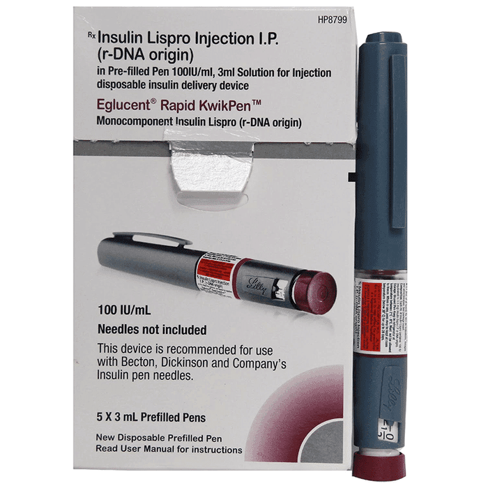 Eglucent Rapid 100IU/ml Kwikpen – Insulin Lispro (100IU/ml) 100 iu by Lupin Ltd — photo 1 of 3
