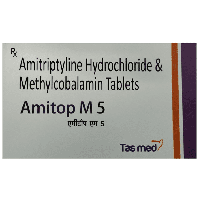 Amitop M 5 Tablet – Amitriptyline (5mg) 5 mg by Tas Med India Pvt Ltd — photo 1 of 8